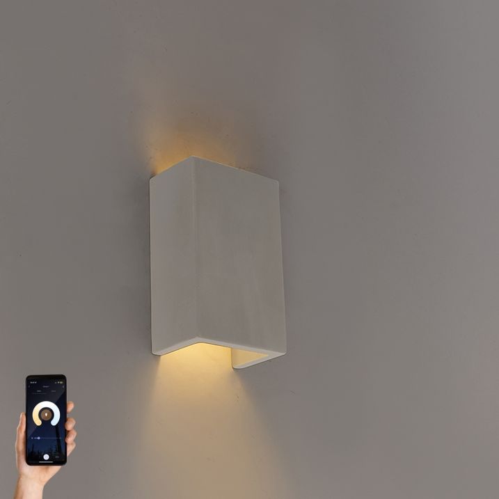 Smart vegglampe grå betong rektangel inkl. Zigbee G9 - Meaux