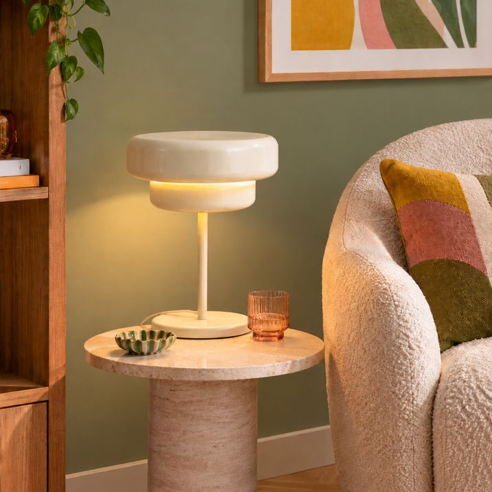 Lampe de table rétro beige 41 cm - Ophelia