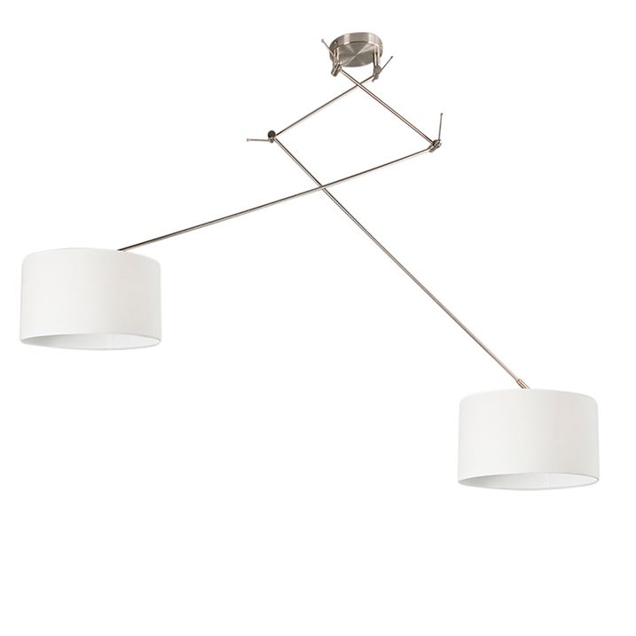 Tērauda piekaramā lampa ar abažūru 35 cm balta regulējama 2 gaismas - Blitz