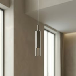 Nowoczesny reflektor w kolorze metalu z przezroczystym szkłem do systemu szynowego 1-fazowego - Slimline Loyce