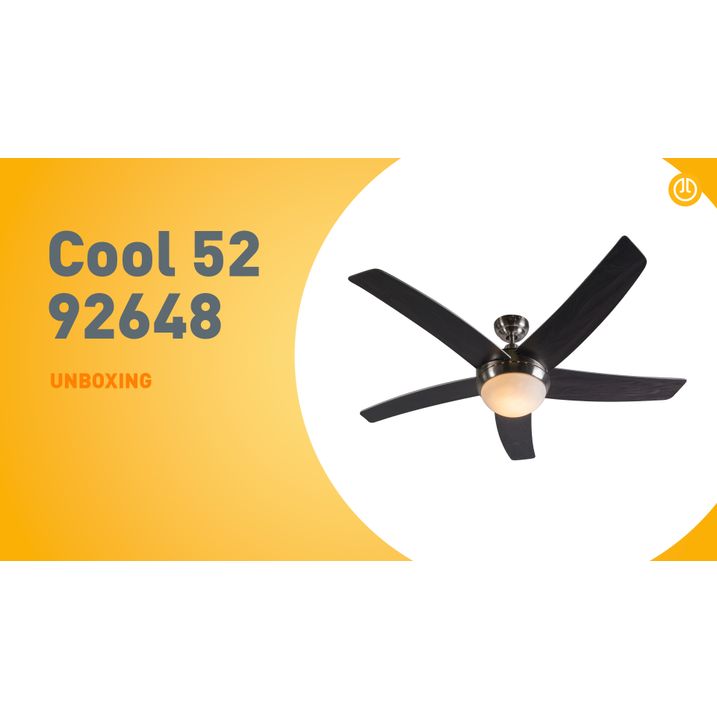 Stropní ventilátor ocelový s černým dřevěným potiskem 132 cm s dálkovým ovládáním - Cool