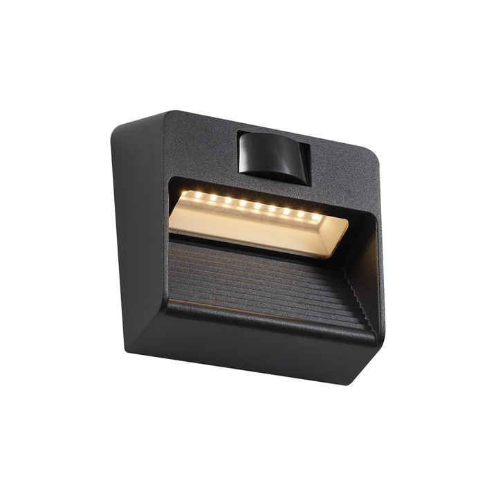 Wandlamp zwart incl. LED IP54 met bewegingssensor Solar - Border