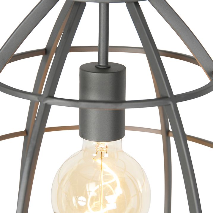 Industrielle Pendelleuchte Dunkelgrau mit Holz 34 cm - Arthur