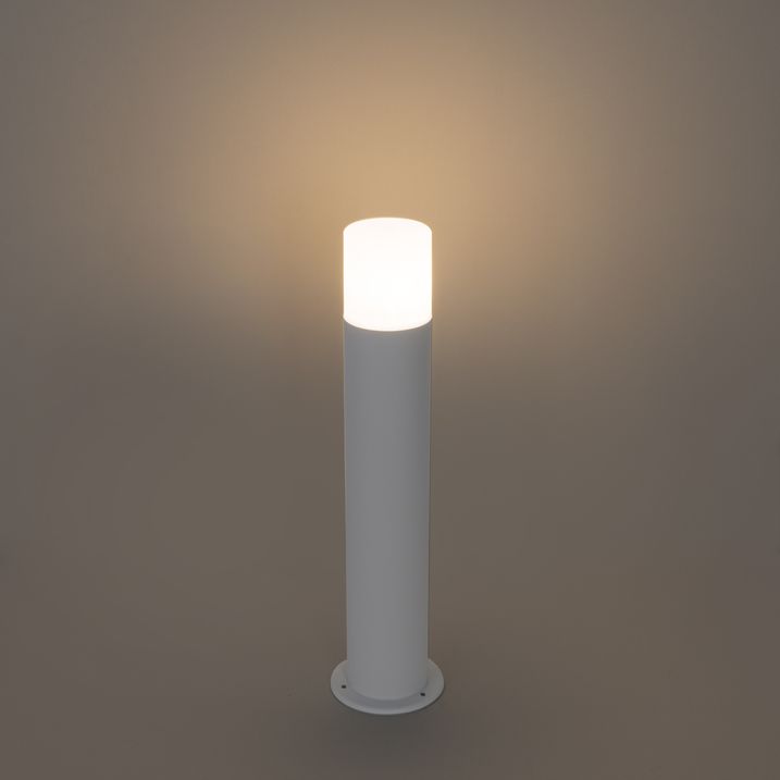 Staande buitenlamp wit met opaal witte kap 50 cm - Odense