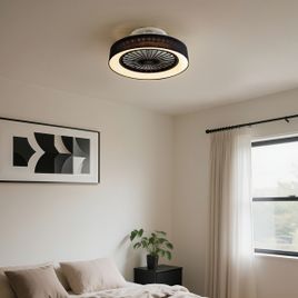 Plafondventilator zwart met ster effect 48cm incl. LED dimbaar met afstandsbediening - Emily