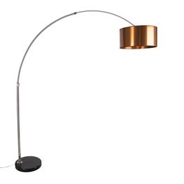 Oblouková lampa s ocelovým stínítkem měděné barvy 50 cm - XXL