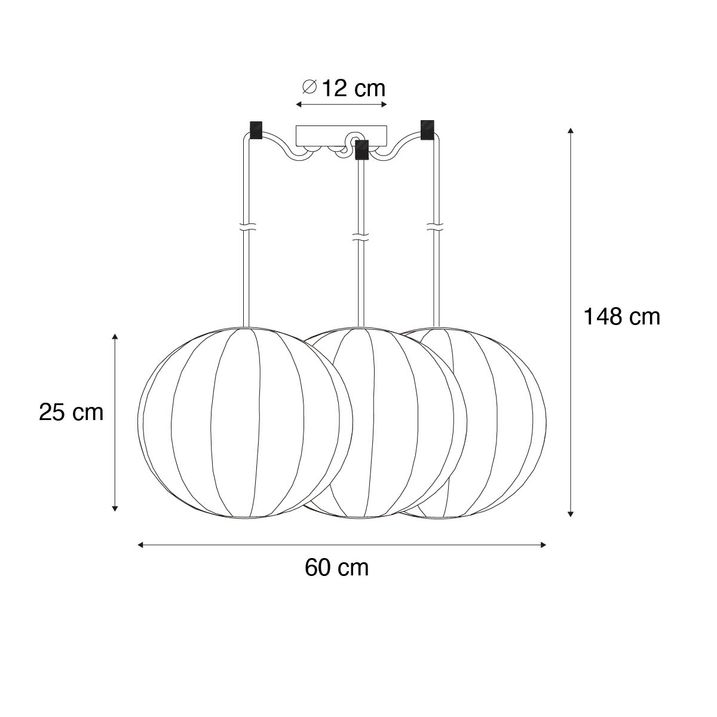 Lampada a sospensione di design bianca in seta 30 cm 3 luci - Plu