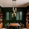 Suspension Chic d'Hôtel Bronze Foncé avec Verre Ambré 5 Lumières - Stavelot