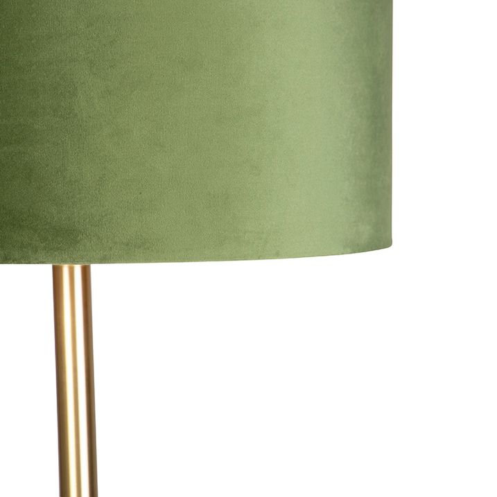 Lampă de podea botanică din alamă cu abajur verde 40 cm - Simplo