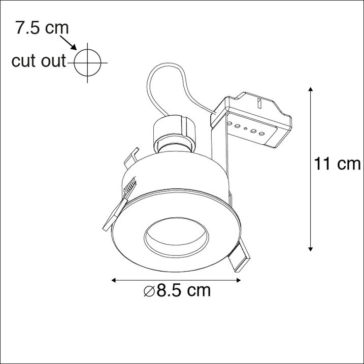 Модерен вграден рефлектор Црн GU10 50mm IP44 - Јаз