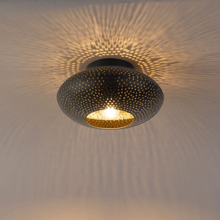 Pametna plafonska lampa crna sa zlatnim detaljima 25 cm uključujući Wifi P45 - Radiance
