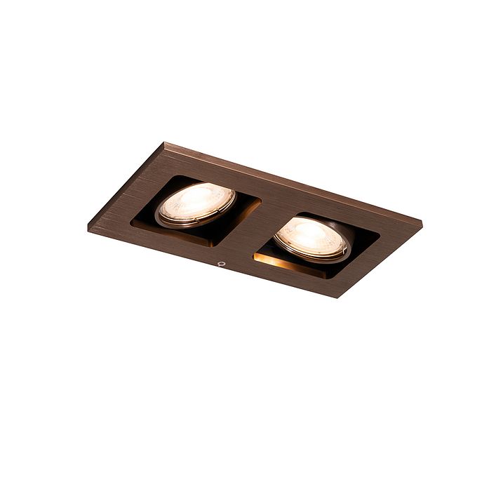 Set mit 6 Einbaustrahlern Dunkelbronze Rechteckig 2-Licht Verstellbar - Qure