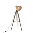 Industrial-Floor-Lamp-on-Wooden-Tripod-with-Grey-Lampshade---Laos
