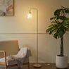Scandinavische vloerlamp beige met wit glas - Wisp