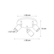 Japandi-taklampe-mørkt-tre-med-justerbare-spotter-3-lys-IP44---Ducha