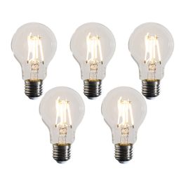 Комплект от 5 E27 димируеми LED крушки A60 прозрачни 4.5W 500 lm 2700K