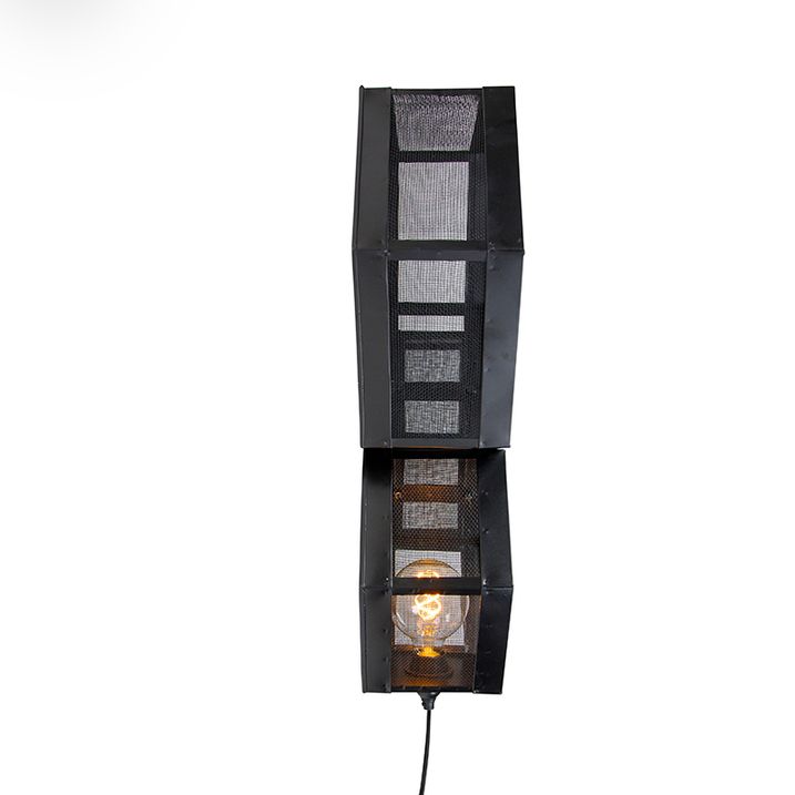 Priemyselná nástenná lampa čierna - Comb gaze