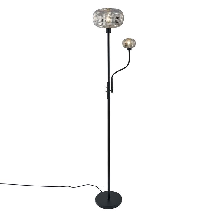 Smarte Stehleuchte schwarz mit Rauchglas 2-Lichter inkl. WiFi - Brianna