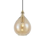 Modern-Pendant-Lamp-Gold-with-Amber-Glass---Traditional