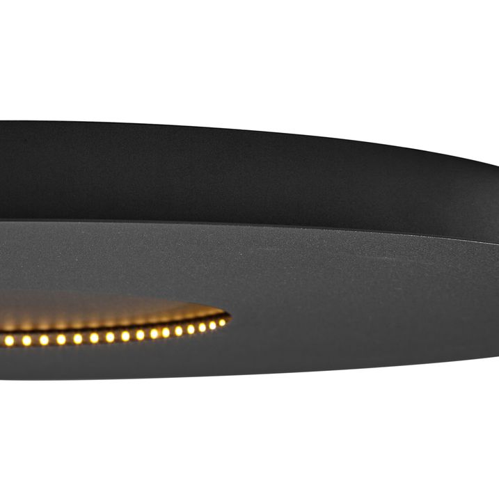 Plafonnier moderne noir 60cm avec LED à intensité variable en 3 étapes - Morning
