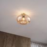 Art Deco loftslampe messing med ravfarvet glas 40 cm - Busa