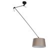 Hängelampe-schwarz-mit-Leinen-Schirm-taupe-35-cm---Blitz