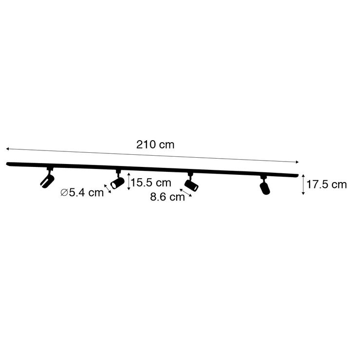 Modern railsysteem met 4 spots zilver 1-fase  - Iconic Yade