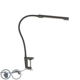 Candeeiro de mesa de braçadeira preto com LED e dimmer tátil - Lionard