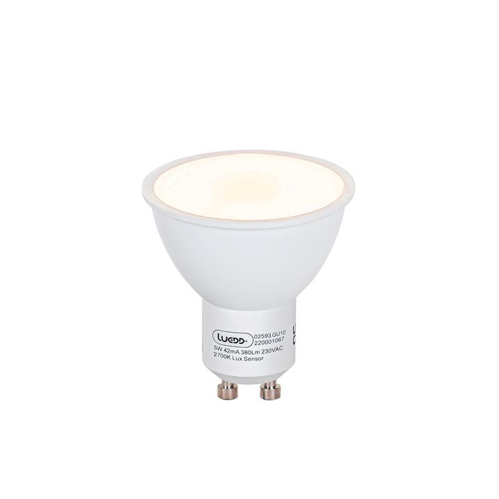 Set di 5 Lampadine LED GU10 con Sensore Crepuscolare 5W 380lm 2700K
