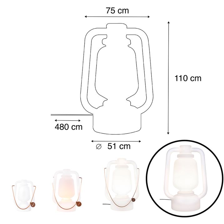 Podna lampa bela 110 cm IP44 - Storm Extra Large