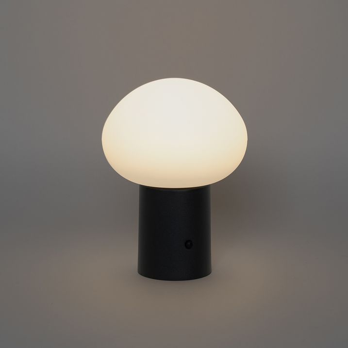 Set van 2 tafellampen mushroom zwart incl. LED oplaadbaar - Louise