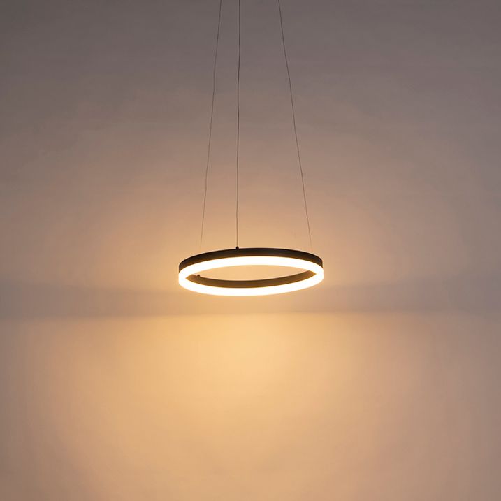 Suspension design noire 40 cm avec LED à 3 niveaux de luminosité - Anello
