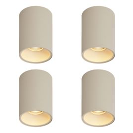 Komplet 4 modernih bež reflektorjev za površinsko montažo GU10 50 mm okrogli - Deep