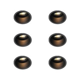 Set med 6 moderna infällda spotlights svart roterbara och lutningsbara - Alloy