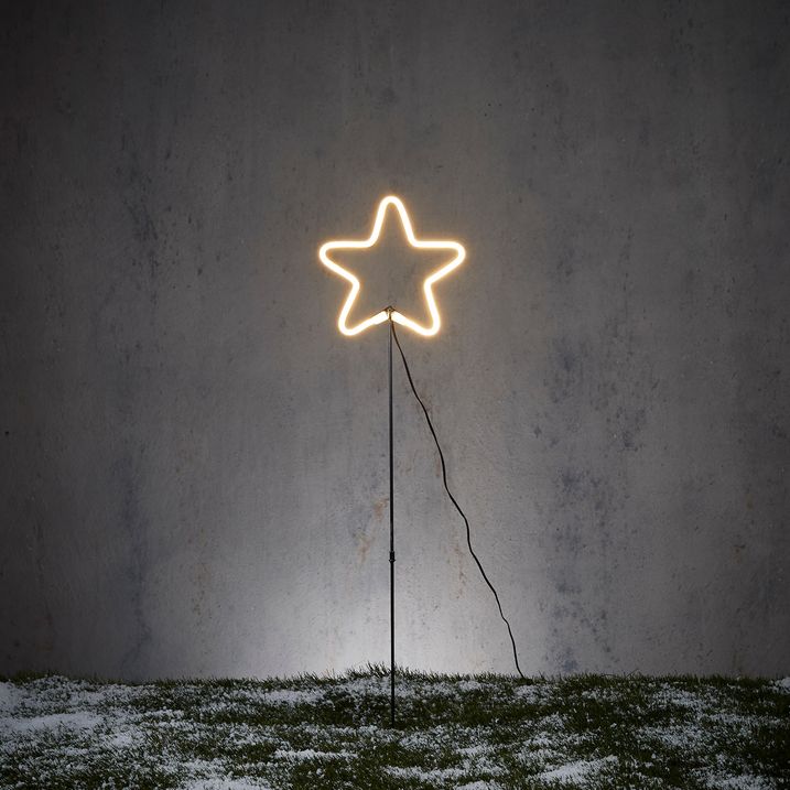 Božićni neon reflektor za zemlju žuta zvezda uklj. LED sa tajmerom IP44 - Fura