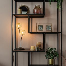 Moderne tafellamp zwart met goud 2-lichts - Athens Wire