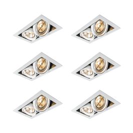 Set of 6 Recessed Spotlights White AR111 Adjustable 2-Lights - Oneon