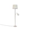 Klassieke-vloerlamp-staal-met-grijze-kap-en-leeslampje---Retro