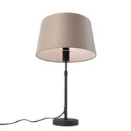 Galda-lampa-melna-ar-lina-abažūru-pelēkbrūnā-krāsā-35-cm-regulējama---Parte