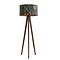 Lampă de podea din lemn de nuc cu abajur din catifea, design frunze, 50 cm - Tripod Classic