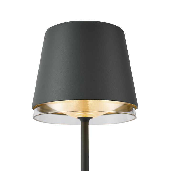 Lampe de table gris foncé avec LED IP65 rechargeable avec station de charge - Bass