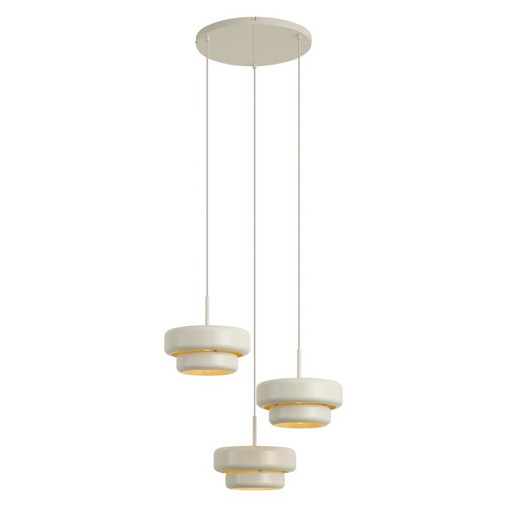 Retro Pendelleuchte Beige mit Metallschirm 3-flammig - Ophelia