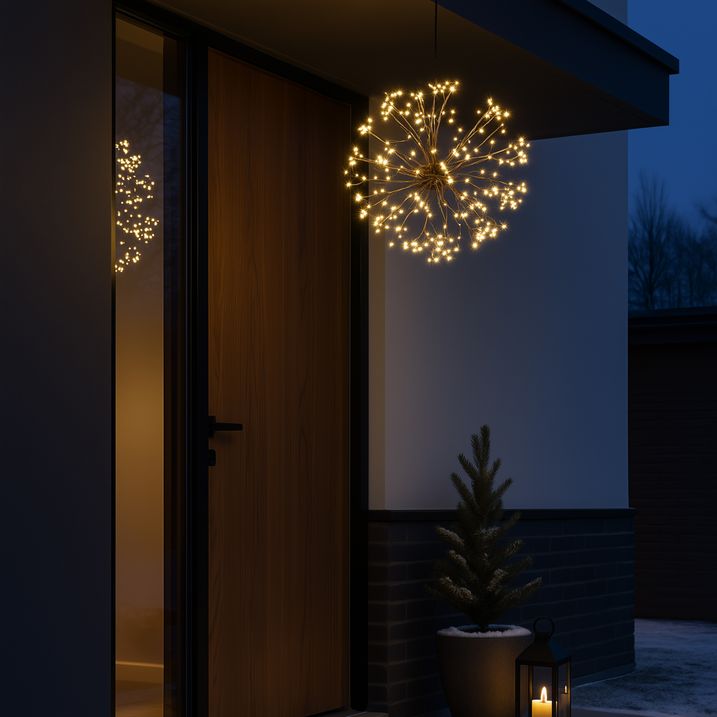 Lampada a sospensione natalizia a sfera nera 40 cm con LED e timer IP44 - Nobu