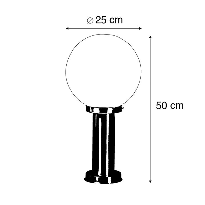 Smarte Aussenleuchte Stahl Edelstahl 50 cm inkl. Wifi A60 - Sfera