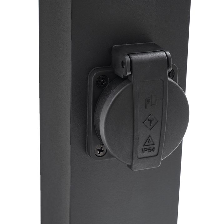 Modernus lauko grindų šviestuvas juodas 65 cm su lizdu IP44 - Baleno