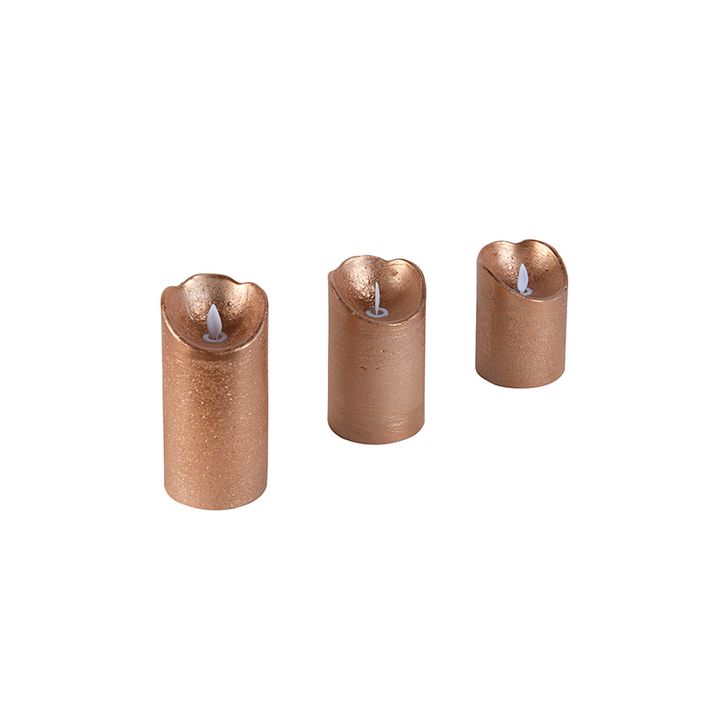 Kerstverlichting decoratie kaars LED koper set van 3