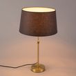 Stolní-lampa-zlatá/mosazná-s-šedým-lněným-stínítkem-35-cm---Parte