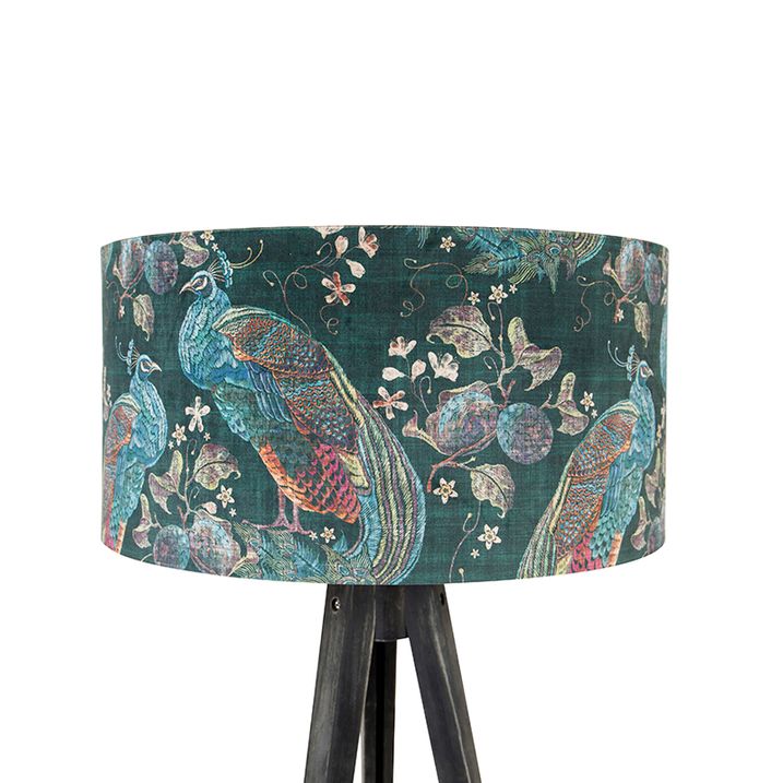 Gulvlampe stativ svart med skjerm påfugl 50 cm - Tripod Classic