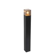 Stående-utendørslampe-sort-70-cm-IP44-med-røykglass---Danmark
