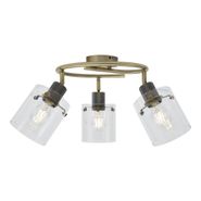 Foco-de-teto-de-design-bronze-com-vidro-transparente-redondo-3-luzes---Domo